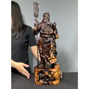 【通天寶】印尼紫黑檀木【關聖帝君】雙色料 關公 關雲長 武財神 義薄雲天 氣韻清香 鎮宅招財 開運招財 大擺件 B63