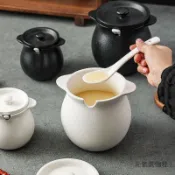 黑白磨砂陶瓷豬油罐 優選特賣 豬油罐 黑白豬油罐 日式家用多功能耐高溫黑白磨砂陶瓷豬油罐 元氣選物社