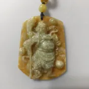 玉貴人…天然冰糯種 關聖帝君 關公雙彩紅翡翠玉墜 玉牌，特價