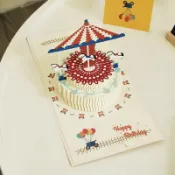 現貨- 3D卡片 旋轉木馬 立體卡片 立體生日蛋糕 感謝卡 / 商務卡 / 祝福卡 / 感恩卡 / 空白卡
