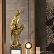 ✨可開發票#美式跨境金錢豹室內藝術擺件客廳辦公室電視櫃玄關裝飾創意工藝品#LULU