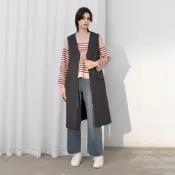 【MASTINA】毛呢無袖背心長洋裝 灰