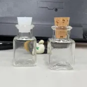 庫存出清  手工製作  耐熱玻璃聞香瓶附軟木塞  方型玻璃瓶附矽膠塞   樣本瓶 密封罐 血清瓶 試藥瓶