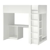 【IKEA 宜家家居】SMÅSTAD 高腳床附書桌/收納空間, 白色, 90x200 公分