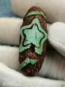 瑪瑙老天珠，日月星辰，不是裂，是老開條，一口價