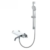 (店+)【LOLAT 羅力】平台式恆溫淋浴水龍頭+升降桿 STX2592H 三件組 鉻白色