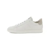 (店+)【ecco】52130458336 ecco愛步 街頭輕巧系列 牛皮革 舒適休閒時尚 PU底 低幫 板鞋 男款 白灰色