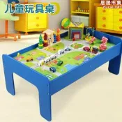 【公司貨】兒童早教託馬斯火車軌道積木多功能遊戲桌益智拼裝木質車輛玩具臺