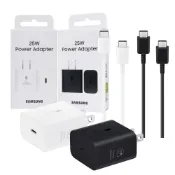 Samsung 三星原廠官方 25W 快充通用型旅充組合【原廠盒裝T2510 充電器 + 三星製造 雙Type C線】
