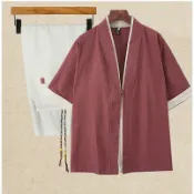 和風選集 【復古唐裝】短袖漢服 男裝套裝 民族服裝 休閒上衣 春季新款 青春流行 國風設計 寬鬆舒適 日常穿搭 代發批發