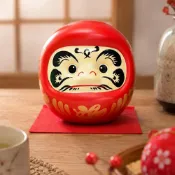 (店+)必勝紅達摩擺飾 陶製達摩存錢筒 手繪厄除開運 附紅座墊 日本正版 kd758