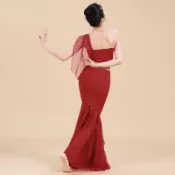 🔥桃園出貨🔥 傣族舞演出服 表演服 練功服 魚尾裙 孔雀舞服 顯瘦 修身 時尚傣族舞服套裝女修身包臀魚尾服女藝考生傣