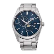 【ORIENT 東方錶】ORIENT 東方錶 SUN&MOON系列 日月相機械腕錶 鋼帶款 藍面 - 41.5mm(RA-AK0308L)