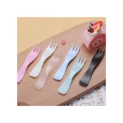 (店+)5支裝 彩色塑膠蛋糕叉 一次性蛋糕叉 彩色蛋糕叉 生日蛋糕叉 蛋糕叉 切片蛋糕叉 三齒波浪叉 彩色