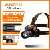 SUPERFIRE HL58 10W 便攜式可縮放 LED 頭燈 USB 可充電防水手電筒釣魚露營
