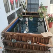 免運🔥【妙度生活館】帆布魚池防腐木防水布實木養魚水箱陽臺戶外錦鯉地缸造景水池花箱 6OBA