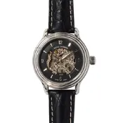 REVUE THOMMEN 梭曼錶 經典鏤空自動機械腕錶 黑色錶盤x皮帶/34mm  (12500.2537)
