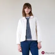 KeyWear奇威名品 純色分割結構鋪棉長袖外套-淺粉紅色