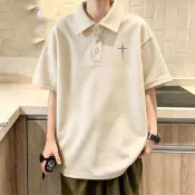 🔥M-8XL🔥寬鬆 男上衣 短袖polo 五分袖 oversize 純色 加大尺碼男裝 男士polo衫 男短袖上衣 PB