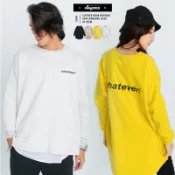 AOYAMA whatever刺繡 極厚600磅前短後長寬鬆落肩大學T【A88950】oversize 長版 情侶 青山