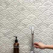 〈覓心家居〉灰白雲朵石材馬賽克酒店別墅衛生間背景牆玄關大理石牆磚