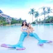 🔥 美人魚的尾巴兒童公主衣服游泳衣大人人魚泳衣成人女童魚尾套裝女