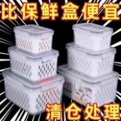 有貨在臺🚀99免運🚀保鮮盒廚房雙層瀝水籃長方形帶蓋冷凍密封盒蔬菜筐保鮮水果收納盒