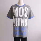 MOSCHINO UNDERWEAR英字LOGO棉質短T(灰/藍邊)