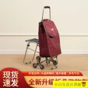 冠軍店鋪🏆爬樓購物車老人可坐買菜車帶凳子座椅小拉車手拉車折疊拉桿小推車