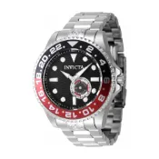 INVICTA 英威塔｜Pro Diver 黑面紅黑框 銀色不鏽鋼錶帶 小秒盤 自動上鍊機械錶 47297