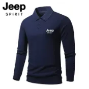 【秋冬新款 長袖Polo 工作服 寬鬆大碼 長袖t】吉普JEEP男士新款长袖上衣春秋款休闲翻领POLOT恤商务高端时尚