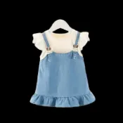 🍭臺灣出貨🍭2026新款嬰兒女寶寶牛仔裙夏裝小女孩公主裙子女童夏天無袖連衣裙 女童洋裝 女寶洋裝 女童連身裙 女童公