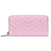Rebecca minkoff EDIE山型紋軟皮革拉鍊長夾(粉色)｜GoBrand購名牌