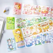 長條和紙膠帶 塗鴉手記 可愛動物 人物裝飾紙膠帶 手帳日記必備 手作卡片 貼紙 手帳拼貼 手作素材 貓咪熊熊 草莓蛋糕