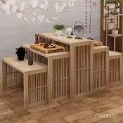 ✅免運 開發票✨茶葉店中島櫃展示櫃中式實木商用産品展會貨架流水臺陳列櫃置物架收納餐櫃 吧臺餐桌  中島桌 流理臺 邊桌
