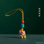 掛件 中國風 醒獅 舞獅 娃娃手機鏈 掛飾 沙金銅貔貅U盤 掛件 女掛繩 精致 掛件