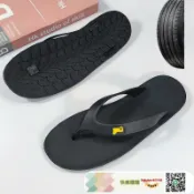 快樂購購 泰國橡膠輪胎底人字拖鞋男夏季外出防滑耐穿時尚沙灘夾腳純橡膠鞋