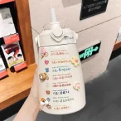小胖達生活百貨 吸管保溫杯 不鏽鋼保溫杯 胖胖水壺 大肚保溫杯 大肚杯水壺800ml 大肚保溫杯女士高顏值大容量304不鏽鋼杯子可愛