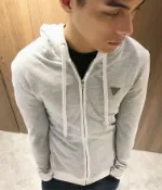 美國百分百【全新真品】Guess 外套 夾克 連帽 男款 棉質 上衣 logo 休閒 淺灰色 L號 J562 1