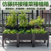 【加高腳仿藤拼接種菜種植箱】陽台家庭蔬菜種植盆 戶外庭院可拼接長條花槽 免弯腰高架种菜箱 樓頂瓜果花卉種植花箱IUH