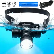 1200LM LED 水肺潛水頭燈 IPX8 防水水下 60M 頭燈 3 模式使用 18650 電池潛水燈