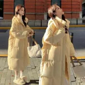 (店+)輕羽絨外套女防風外套秋冬天長版連帽棉外套風衣外套保暖防寒韓版厚雪衣外套大尺碼女裝