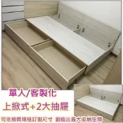 *《翰伸傢俱工作坊》專營客製化 【單人上掀式+2抽屜】環保材質6分木芯板 配合裝潢木紋色 床箱 床架 收納 抽屜 可訂製