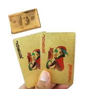 (店+)【日創生活】金色美金包裝 撲克牌 {黃金撲克 土豪金撲克牌 金箔撲克 卡牌 桌游 過年必備}