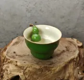 古瓷堂日本回流瓷器 日本回流美濃燒綠釉葫蘆杯 全手作薄胎主人茶杯 8*6cm 120cc 草木灰白瓷胚 實物實拍 完美品無瑕疵