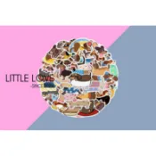 ［Little love ］臘腸狗防水貼紙、禮物貼、電腦裝飾貼紙、行李箱裝飾貼紙、水杯裝飾貼（1入）