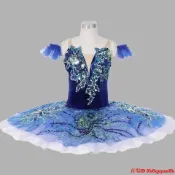台灣出貨舒適女童芭蕾舞表演服表演服新款寶藍色芭蕾舞裙兒童專業小天鵝蓬蓬紗裙天鵝湖女童tutu表演服