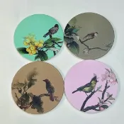 【Lien Jie原創設計】台灣特有種 | 古風鳥類圖鑑圓形杯墊組