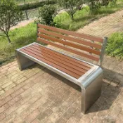 公園椅戶外長椅子庭院不銹鋼防腐塑木長條凳室外廣場小區公共座椅 公園椅 戶外椅 露營椅 長椅 長凳 長條椅 U91O