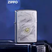 Zippo芝寶正品防風煤油打火機秋水含情緞砂鍍鉻雕刻送禮批發